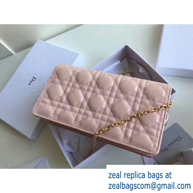 Lady Dior Rectangular Shape Clutch Bag in Cannage Patent Nude Pink 2019 - Click Image to Close