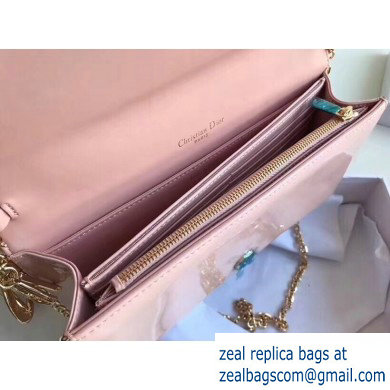Lady Dior Rectangular Shape Clutch Bag in Cannage Patent Nude Pink 2019