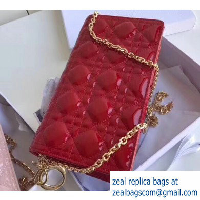 Lady Dior Rectangular Shape Clutch Bag in Cannage Patent Red 2019