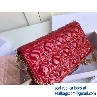 Lady Dior Rectangular Shape Clutch Bag in Cannage Patent Red 2019 - Click Image to Close