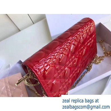 Lady Dior Rectangular Shape Clutch Bag in Cannage Patent Red 2019