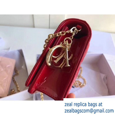 Lady Dior Rectangular Shape Clutch Bag in Cannage Patent Red 2019 - Click Image to Close