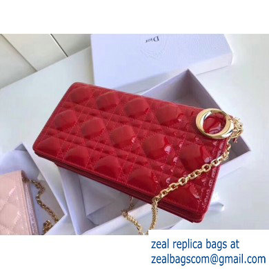 Lady Dior Rectangular Shape Clutch Bag in Cannage Patent Red 2019 - Click Image to Close