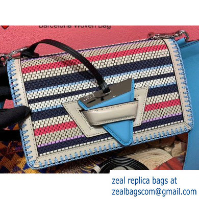 Loewe Barcelona Woven Stripes Bag Blue - Click Image to Close