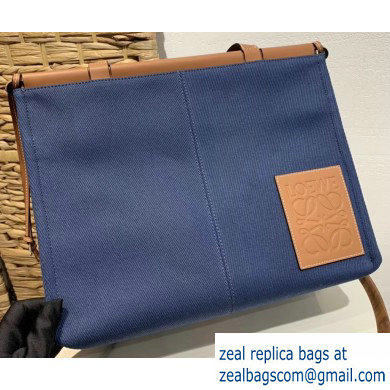 Loewe Canvas/Classic Calf Cushion Tote Bag Blue 2019 - Click Image to Close