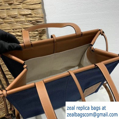 Loewe Canvas/Classic Calf Cushion Tote Bag Blue 2019 - Click Image to Close