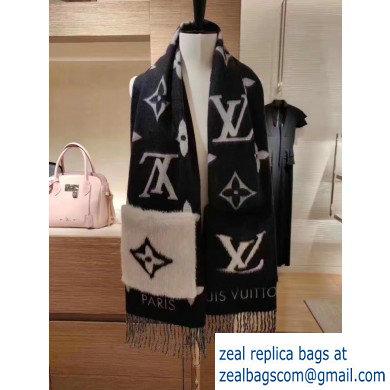 Louis Vuitton Cold Reykjavik Scarf M74353 Black 191x46cm 2019 - Click Image to Close