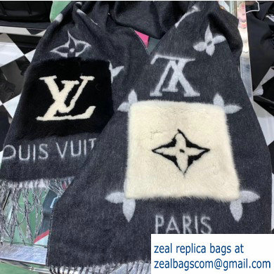 Louis Vuitton Cold Reykjavik Scarf M74353 Black 191x46cm 2019 - Click Image to Close