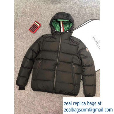 MONCLER HOODED BLACK/GREEN SKI JACKET 2019 - Click Image to Close