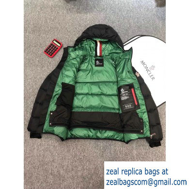 MONCLER HOODED BLACK/GREEN SKI JACKET 2019 - Click Image to Close