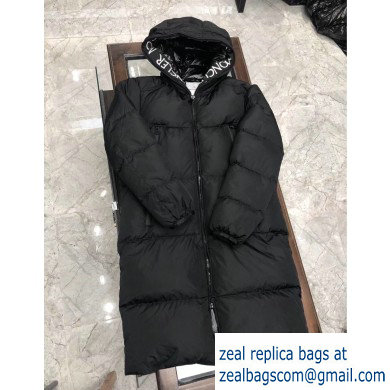 MONCLER HOODED BLACK LONG down coat 2019 - Click Image to Close