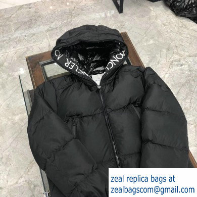 MONCLER HOODED BLACK LONG down coat 2019 - Click Image to Close