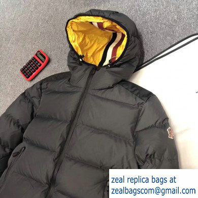 MONCLER HOODED BLACK/YELLOW SKI JACKET 2019