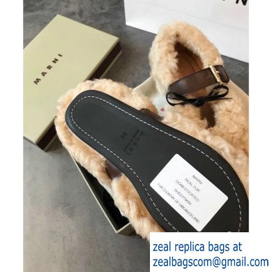 Marni Buckle Ballerinas In Shearling Beige 2019 - Click Image to Close