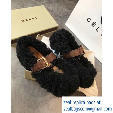 Marni Buckle Ballerinas In Shearling Black 2019