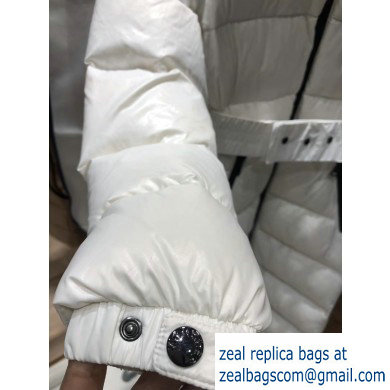 MonclerZip Pockets Hoodie Down Coat White 2019 - Click Image to Close