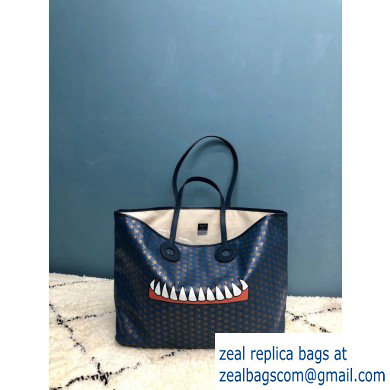 Moynat Oh! Toile 1920 Canvas Ribbon Horizontal Tote GM Bag Blue