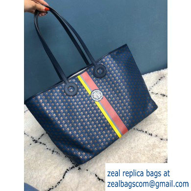 Moynat Oh! Toile 1920 Canvas Ribbon Horizontal Tote GM Bag Blue