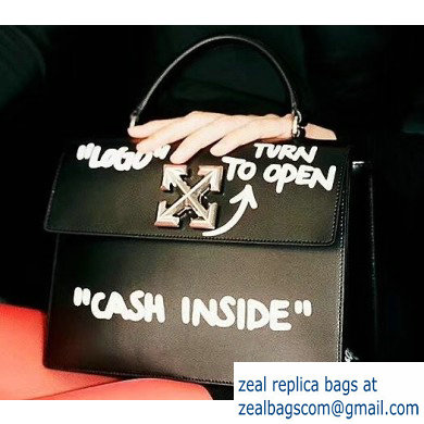 Off-White CASH INSIDE Print Jitney Top Handle Medium Bag Black 2019 - Click Image to Close