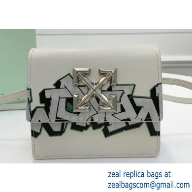 Off-White Graffiti Print Jitney Shoulder Bag White 2019 - Click Image to Close