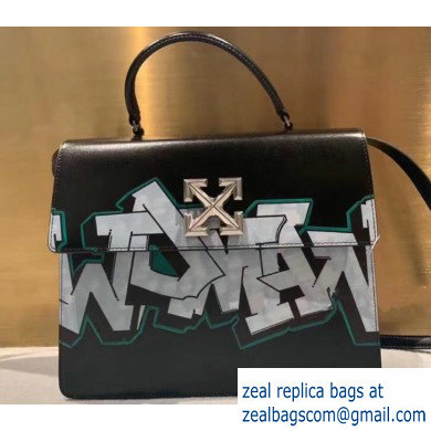 Off-White Graffiti Print Jitney Top Handle Large Bag Black 2019