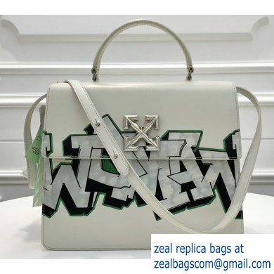 Off-White Graffiti Print Jitney Top Handle Large Bag White 2019 - Click Image to Close