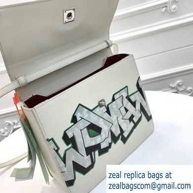 Off-White Graffiti Print Jitney Top Handle Large Bag White 2019 - Click Image to Close