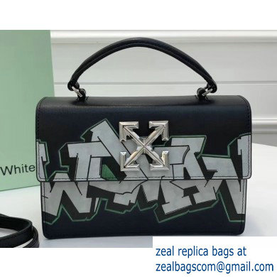 Off-White Graffiti Print Jitney Top Handle Medium Bag Black 2019