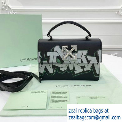 Off-White Graffiti Print Jitney Top Handle Medium Bag Black 2019 - Click Image to Close