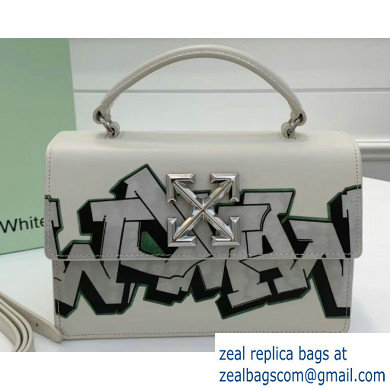 Off-White Graffiti Print Jitney Top Handle Medium Bag White 2019