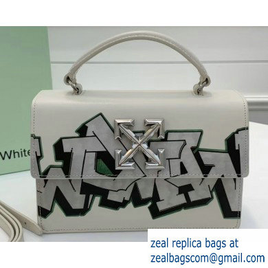 Off-White Graffiti Print Jitney Top Handle Medium Bag White 2019 - Click Image to Close