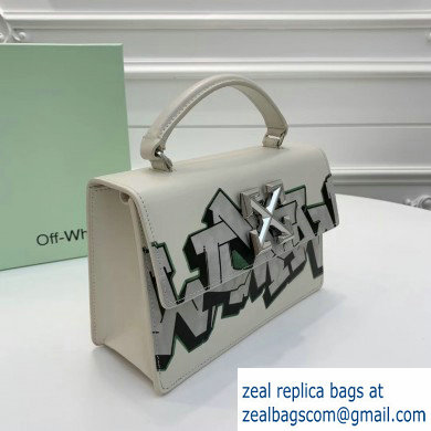 Off-White Graffiti Print Jitney Top Handle Medium Bag White 2019