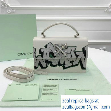 Off-White Graffiti Print Jitney Top Handle Medium Bag White 2019 - Click Image to Close