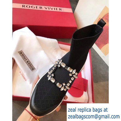 Roger Vivier Viv' Run Strass Buckle Stretch Booties Black 2019 - Click Image to Close