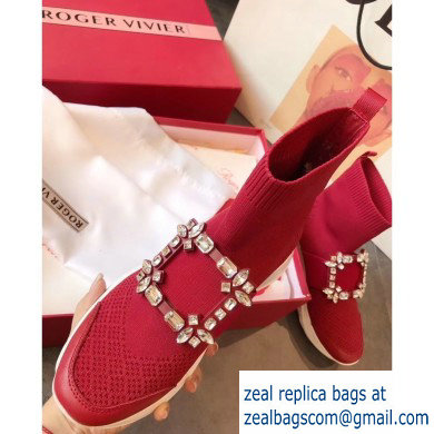 Roger Vivier Viv' Run Strass Buckle Stretch Booties Red 2019 - Click Image to Close