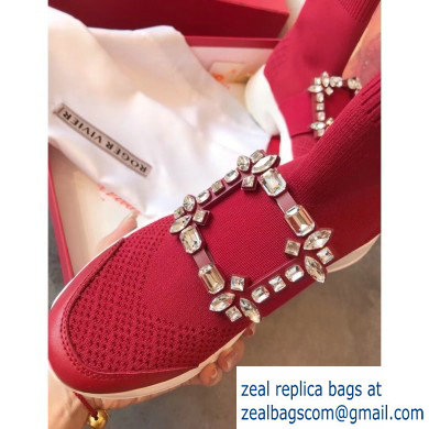 Roger Vivier Viv' Run Strass Buckle Stretch Booties Red 2019 - Click Image to Close