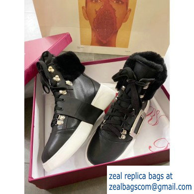 Roger Vivier Viv' Skate Mount Fur Sneakers Black 2019 - Click Image to Close