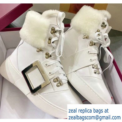 Roger Vivier Viv' Skate Mount Fur Sneakers White 2019 - Click Image to Close