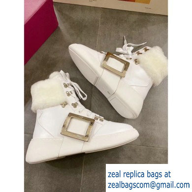 Roger Vivier Viv' Skate Mount Fur Sneakers White 2019