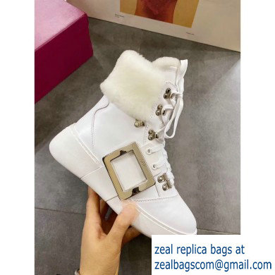 Roger Vivier Viv' Skate Mount Fur Sneakers White 2019 - Click Image to Close