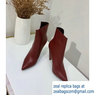 Saint Laurent Heel 10.5cm Niki Wedge Booties Burgundy 2019 - Click Image to Close