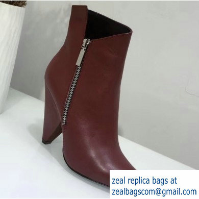 Saint Laurent Heel 10.5cm Niki Wedge Booties Burgundy 2019 - Click Image to Close