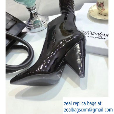Saint Laurent Heel 10.5cm Niki Wedge Booties Patent Black 2019 - Click Image to Close