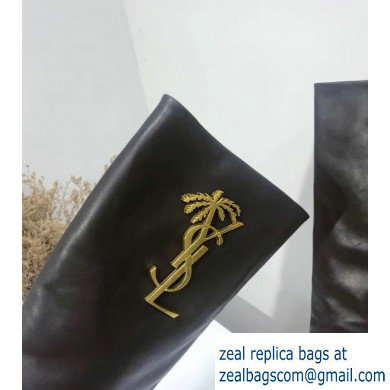 Saint Laurent Heel 9.5cm High Boots Black/YSL Logo 2019 - Click Image to Close