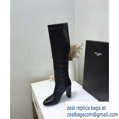 Saint Laurent Heel 9.5cm High Boots So Black/YSL Logo 2019 - Click Image to Close