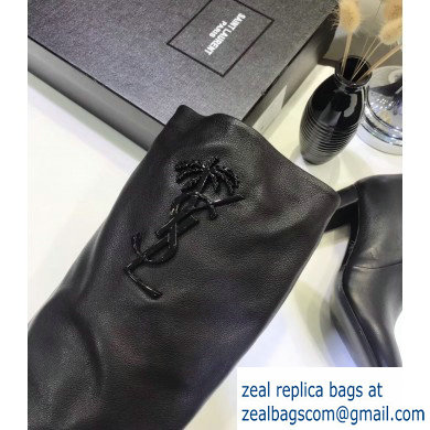 Saint Laurent Heel 9.5cm High Boots So Black/YSL Logo 2019 - Click Image to Close