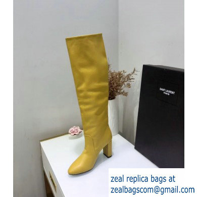 Saint Laurent Heel 9.5cm High Boots Yellow//YSL Logo 2019 - Click Image to Close