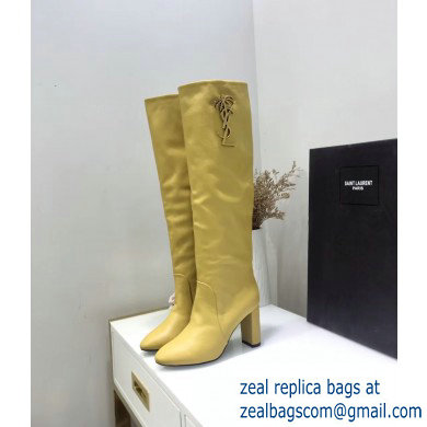 Saint Laurent Heel 9.5cm High Boots Yellow//YSL Logo 2019