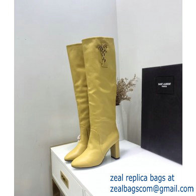 Saint Laurent Heel 9.5cm High Boots Yellow//YSL Logo 2019 - Click Image to Close