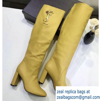 Saint Laurent Heel 9.5cm High Boots Yellow//YSL Logo 2019 - Click Image to Close